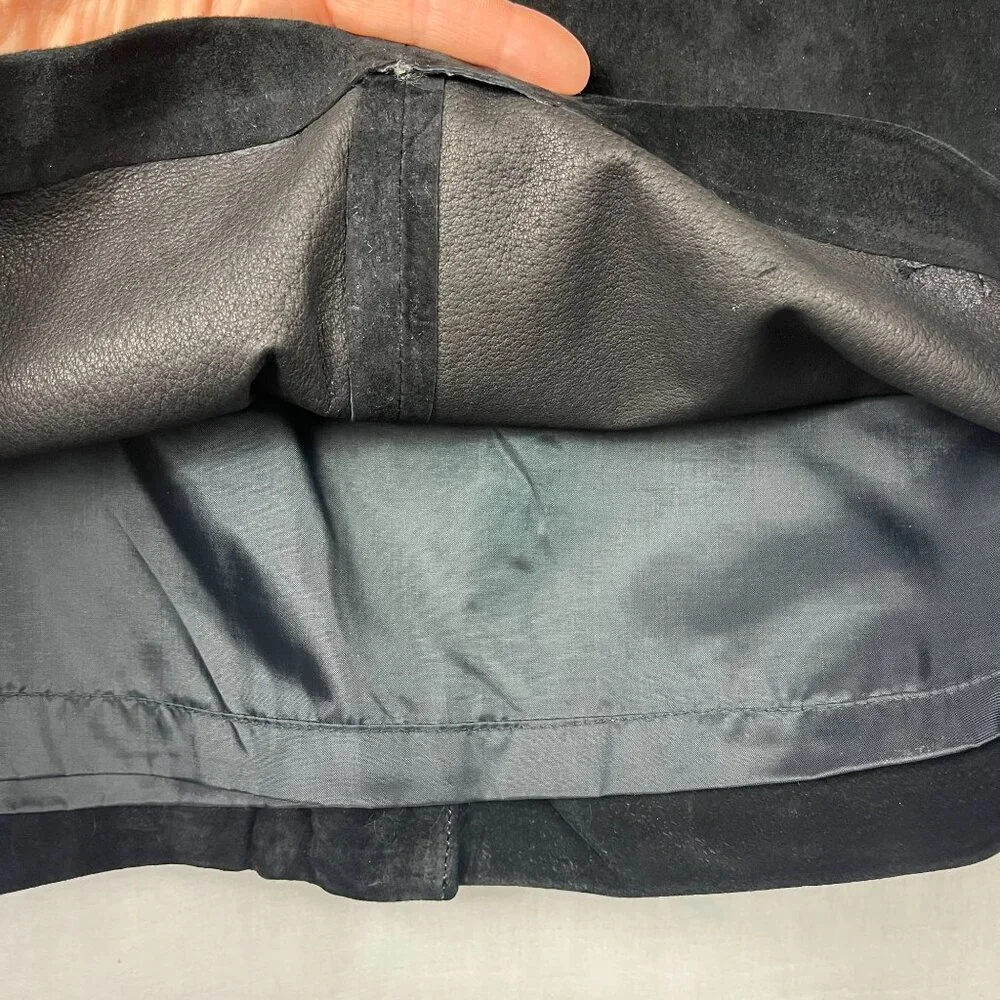 Black Suede Leather Pencil Skirt Womens 30